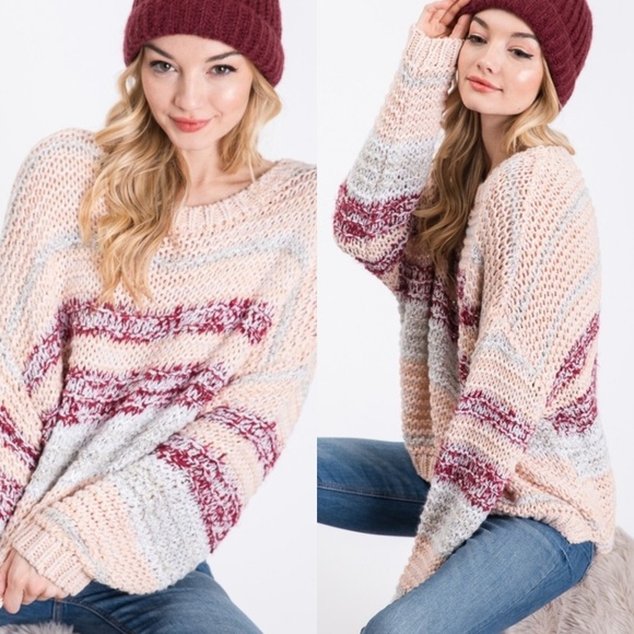 Adorable slouchy blush thick knit sweater - Picture 3 of 8